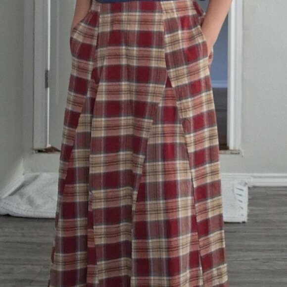 Womens Flannel Plaid Long Skirt - Picture 3 of 8
